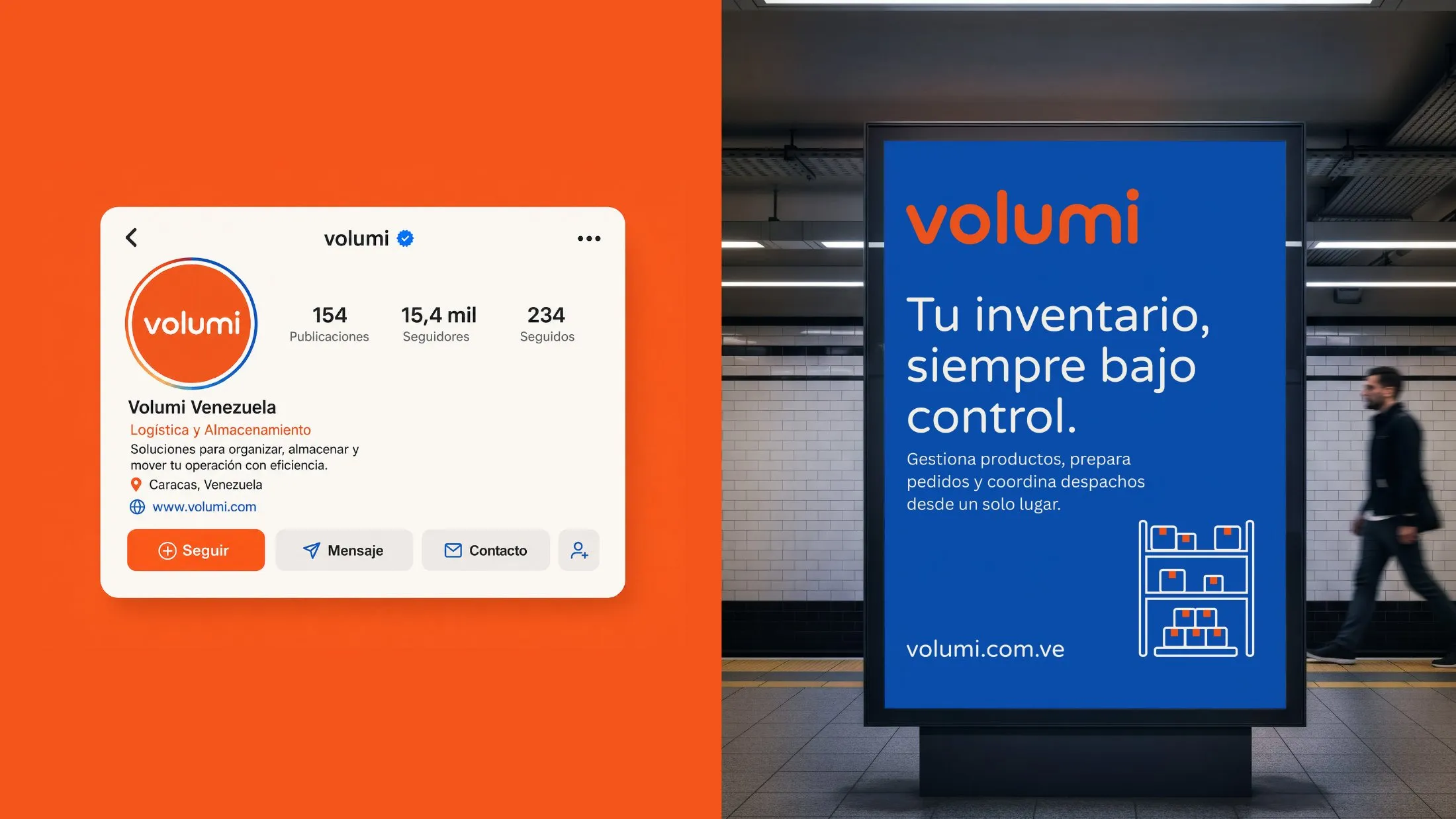 Perfil de Instagram y valla de Volumi